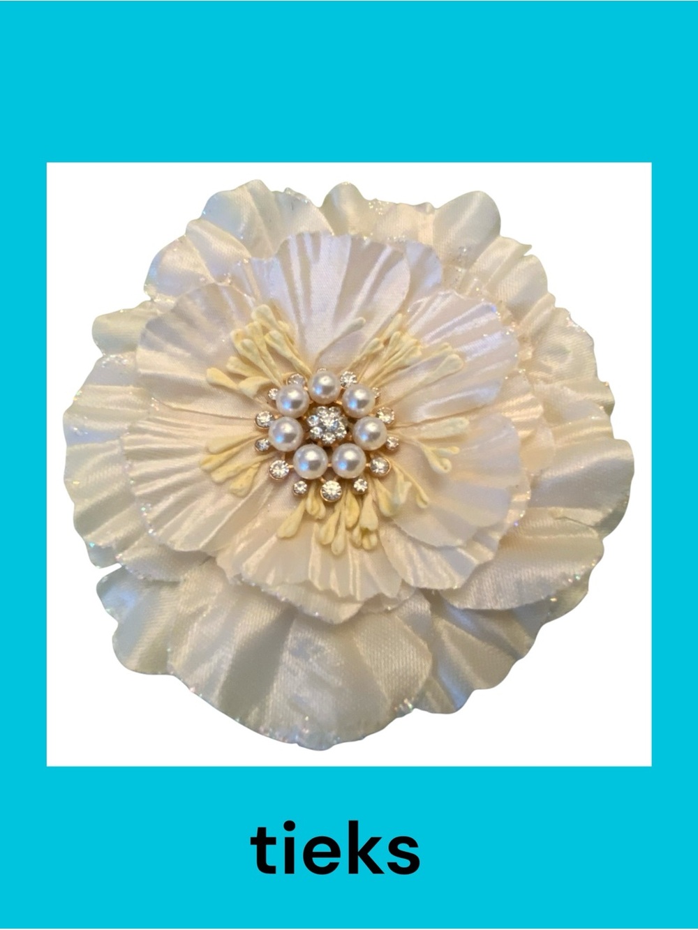 Tieks Ivory Floral Mother’s Day limited Topper w/ Pearl and Rhinestone Center
